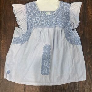 Blue Embroidered Top
